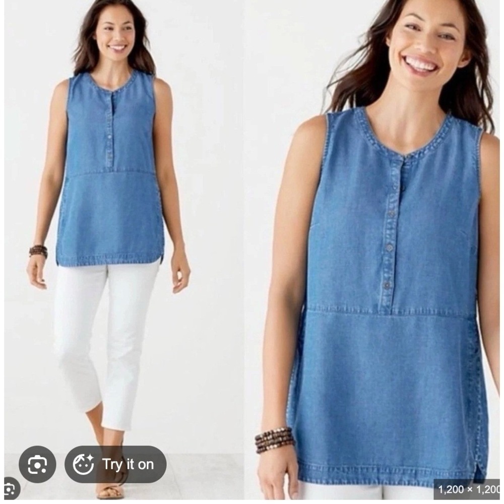 J.Jill Chambrey Tencil/Linen Tunic Large